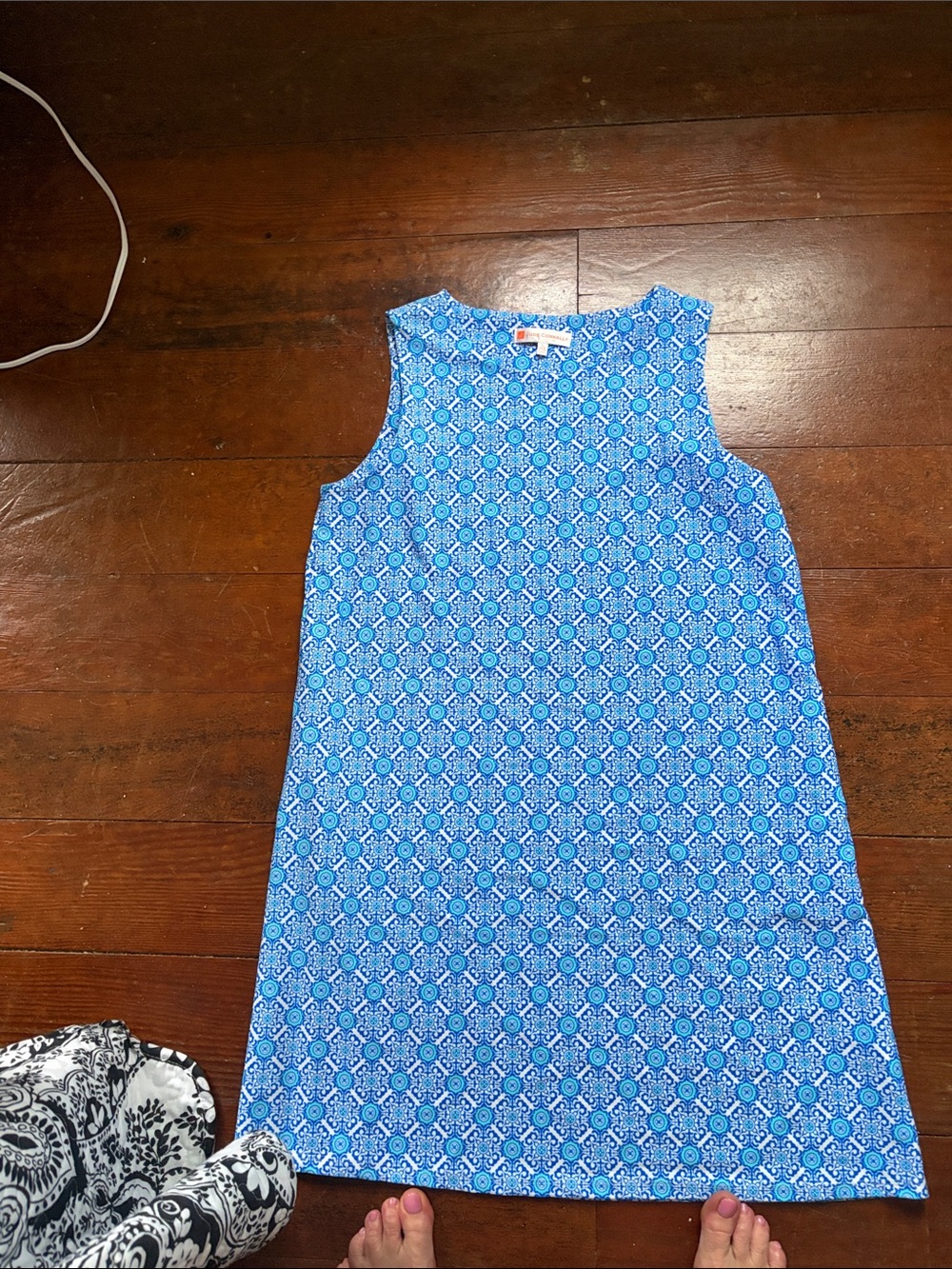 Jude Connally Blue Geometric Sleeveless Shift Dress